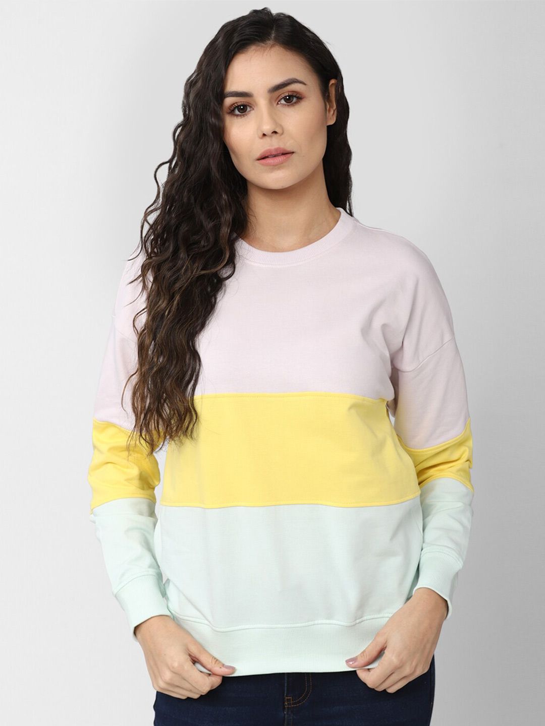 Van Heusen Woman Women Multicoloured Colourblocked Sweatshirt Price in India
