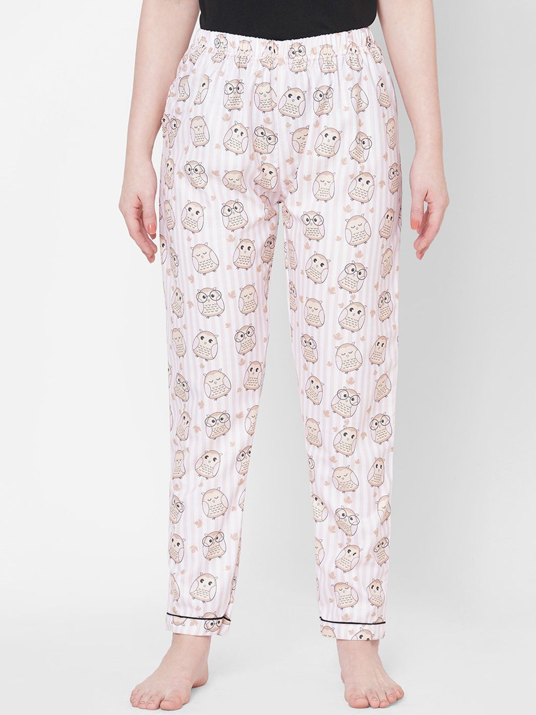 FashionRack Women Pink Printed Cotton Lounge Pants Price in India