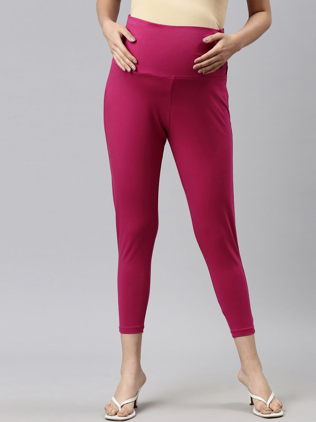 GOLDSTROMS Women Fuchsia Relaxed Mom Fit Maternity Trousers Price in India