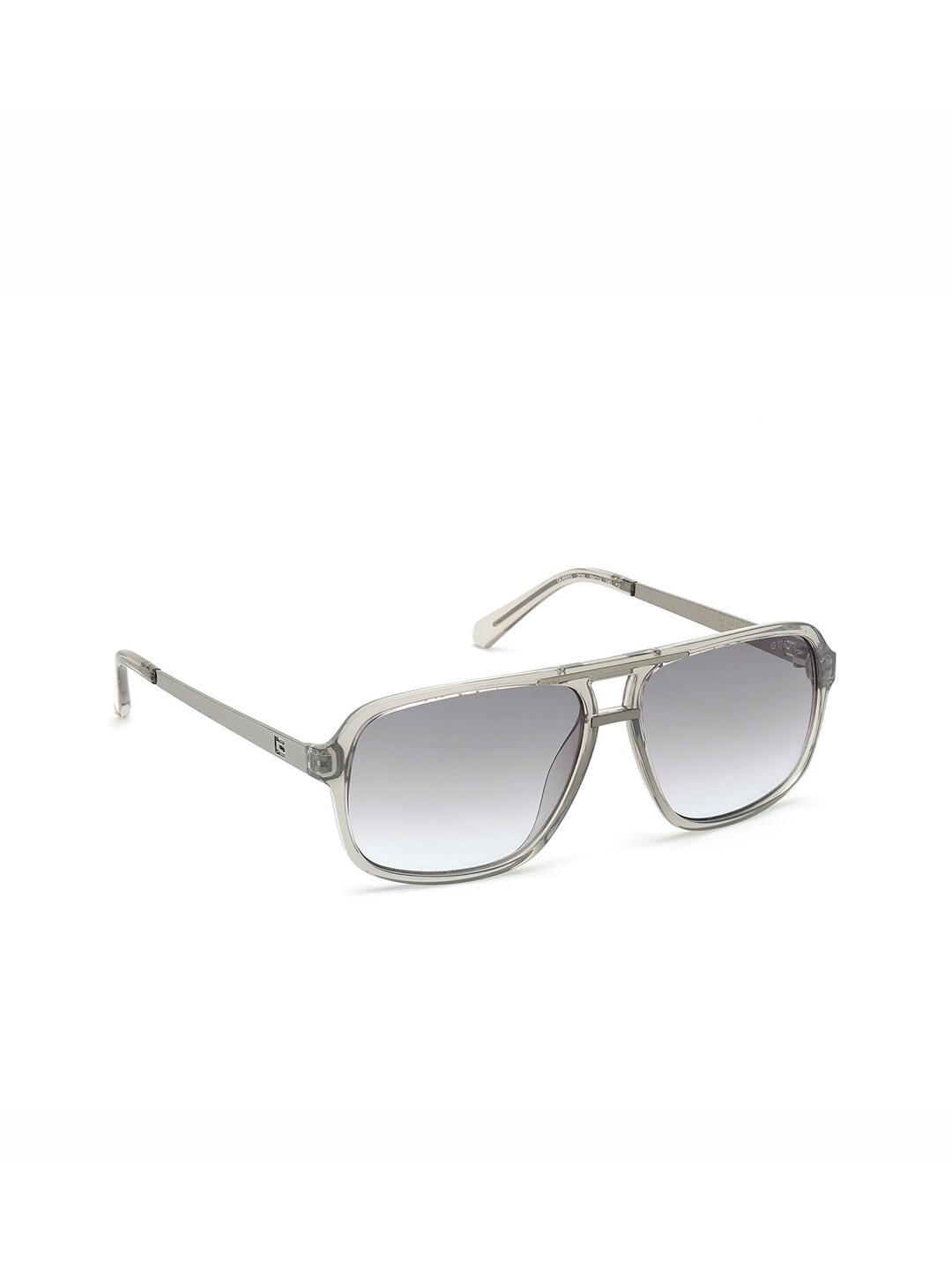 GUESS Unisex Grey Lens & Silver-Toned Square Sunglasses with UV Protected Lens Price in India