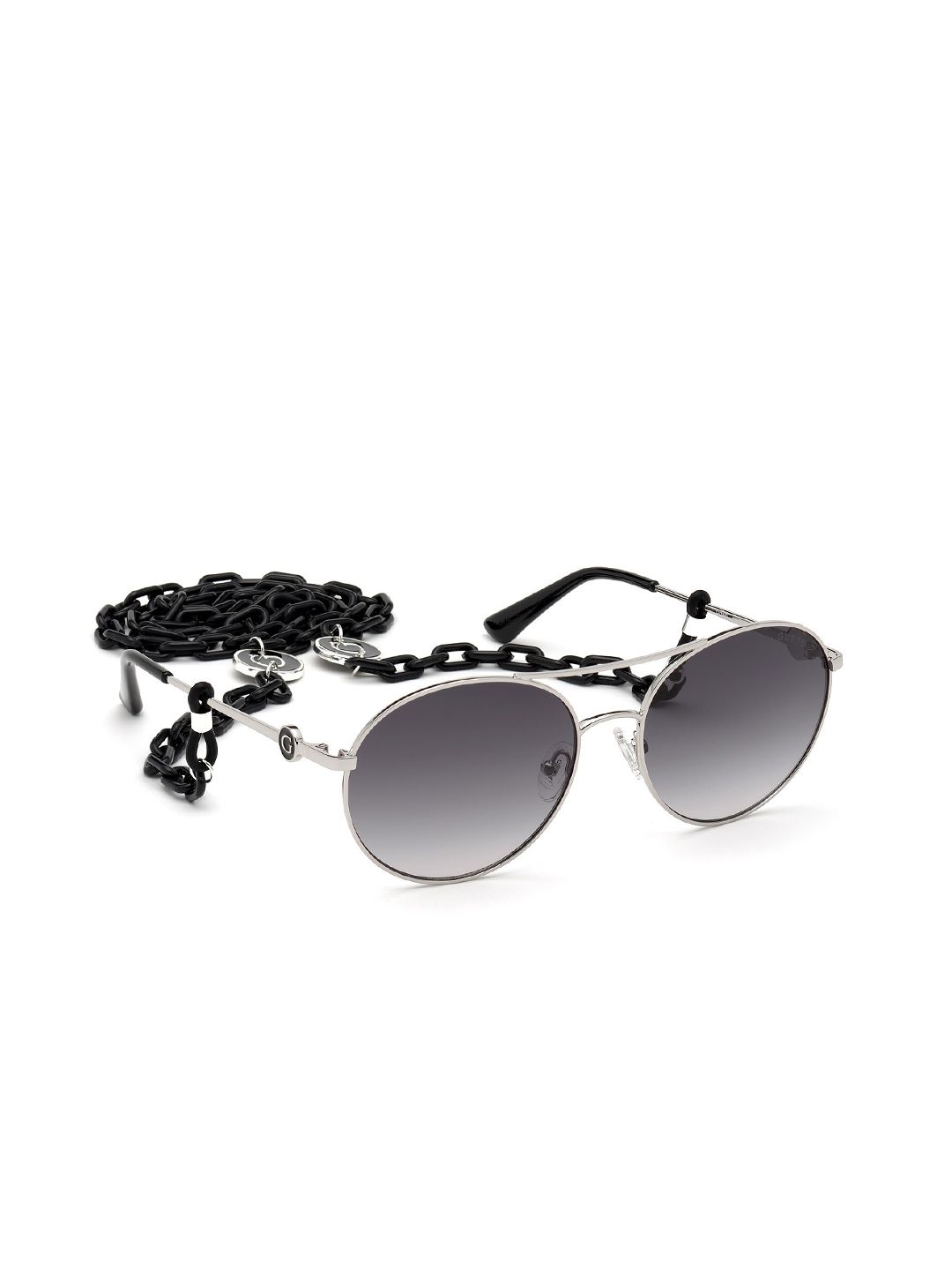 GUESS Women Grey Lens & Silver-Toned Aviator Sunglasses with UV Protected Lens Price in India