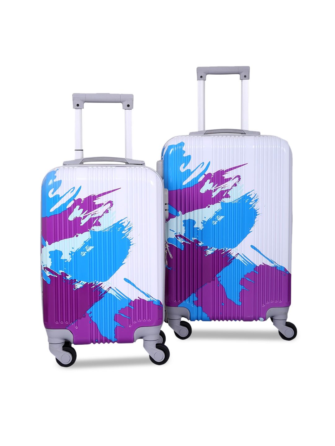 Polo Class Set Of 2 White & Purple Printed Trolley Bag Price in India
