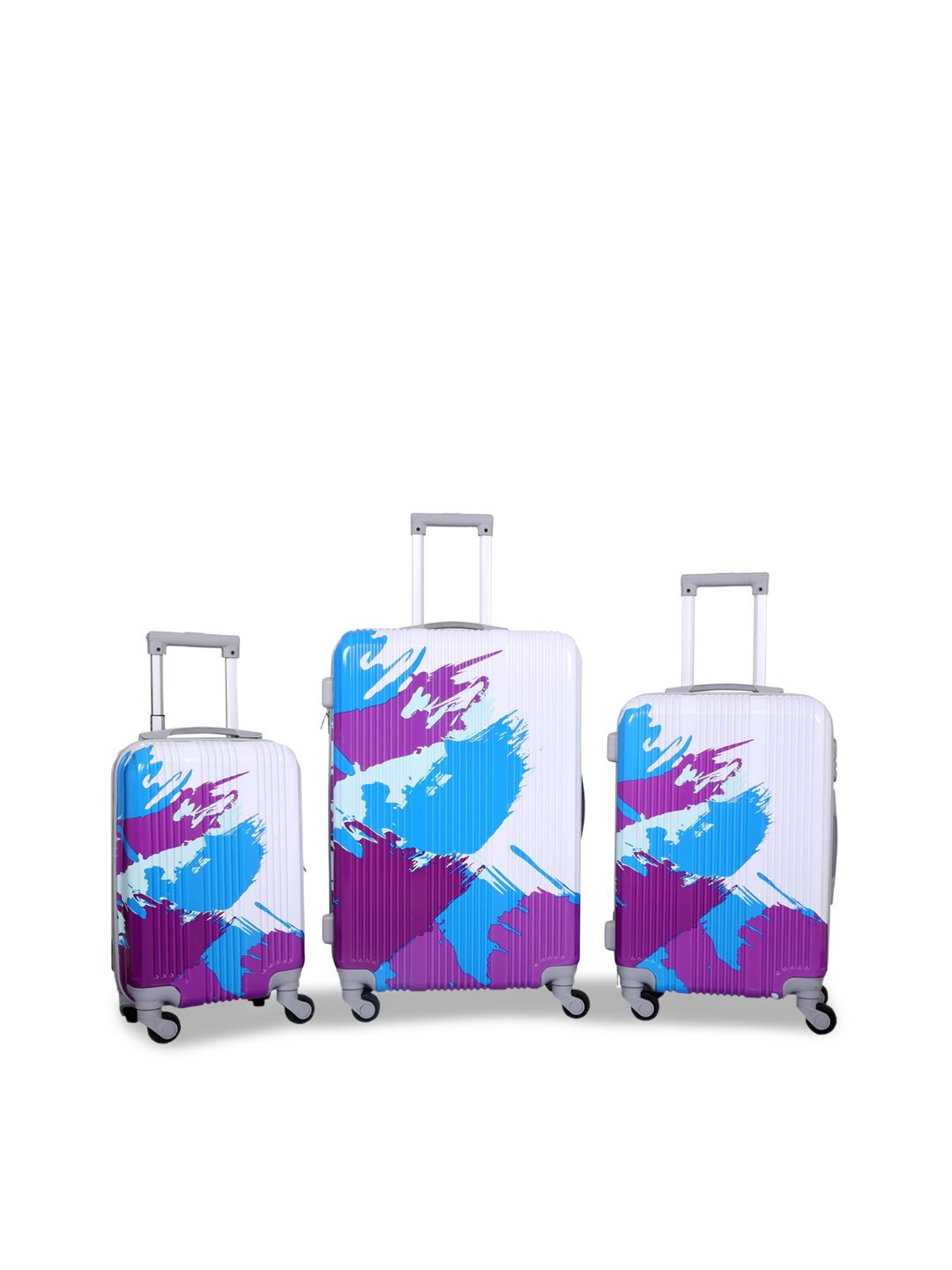 Polo Class Set Of 3 Purple Printed Hard Trolley Bag Price in India