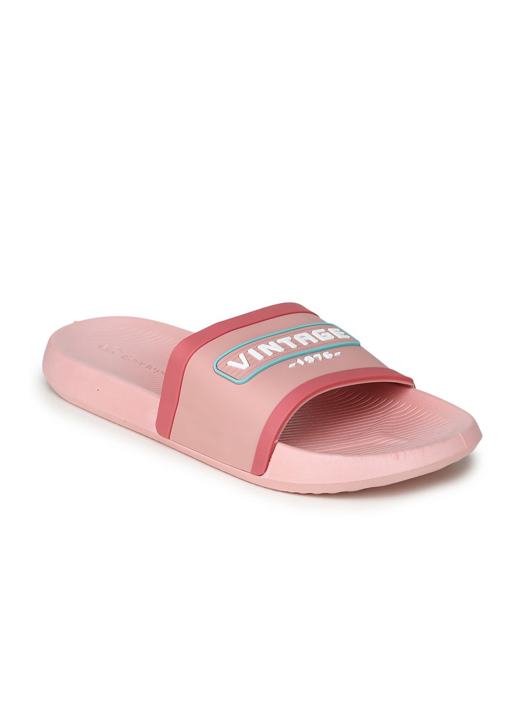 Ego Women Pink & White Printed Rubber Sliders Price in India