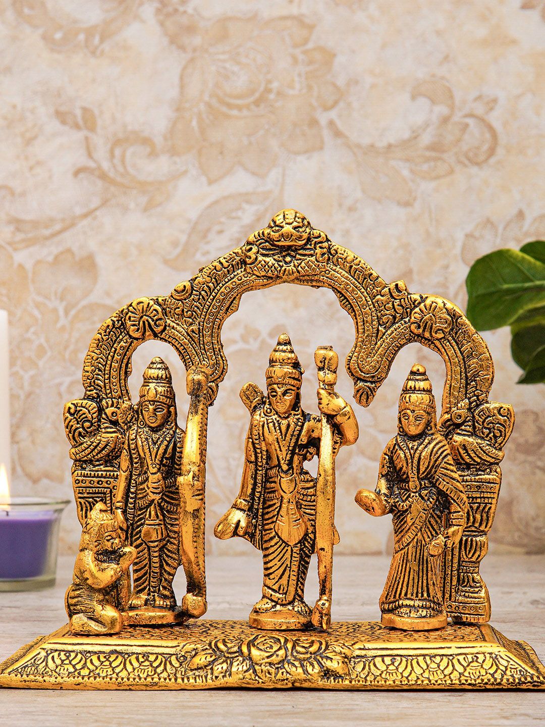 StatueStudio Gold-Toned Decorative Rama Darbar Statue Murti Showpiece Price in India