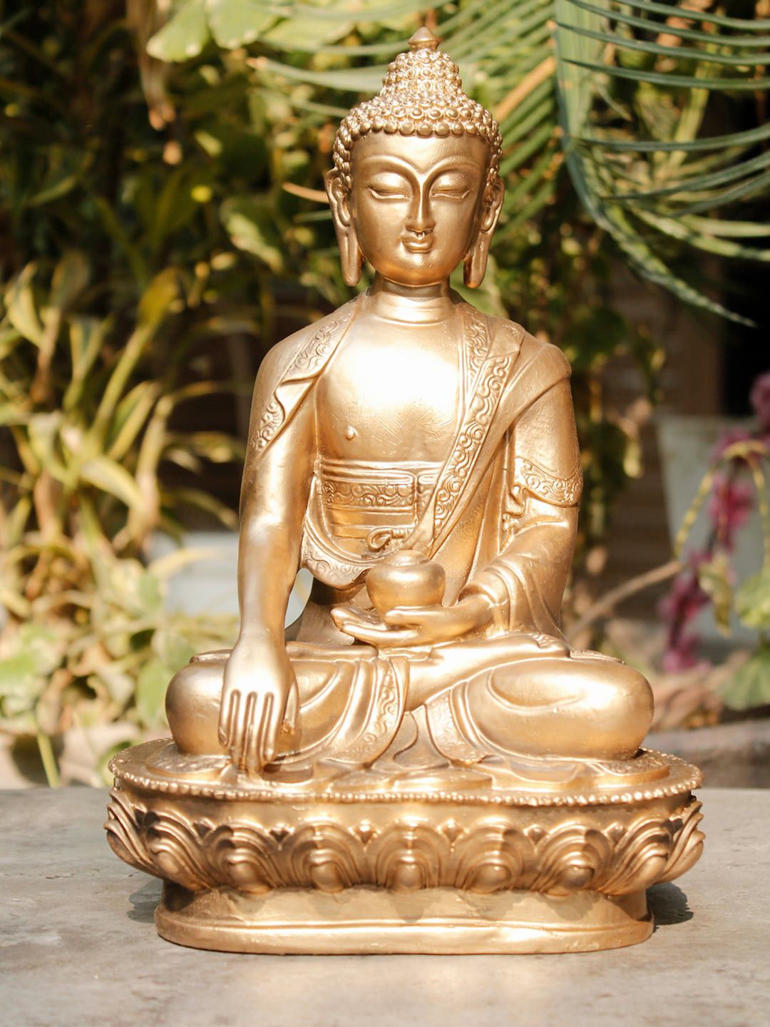 StatueStudio Gold-Toned Antique Buddha Idol Showpiece Price in India