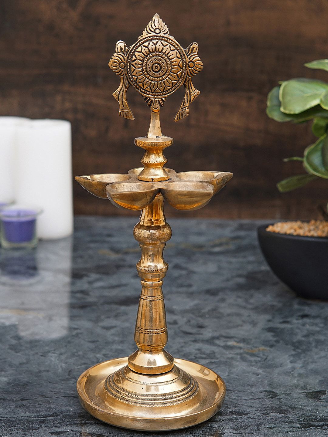 StatueStudio Gold Textured Panchdeep Diya Price in India