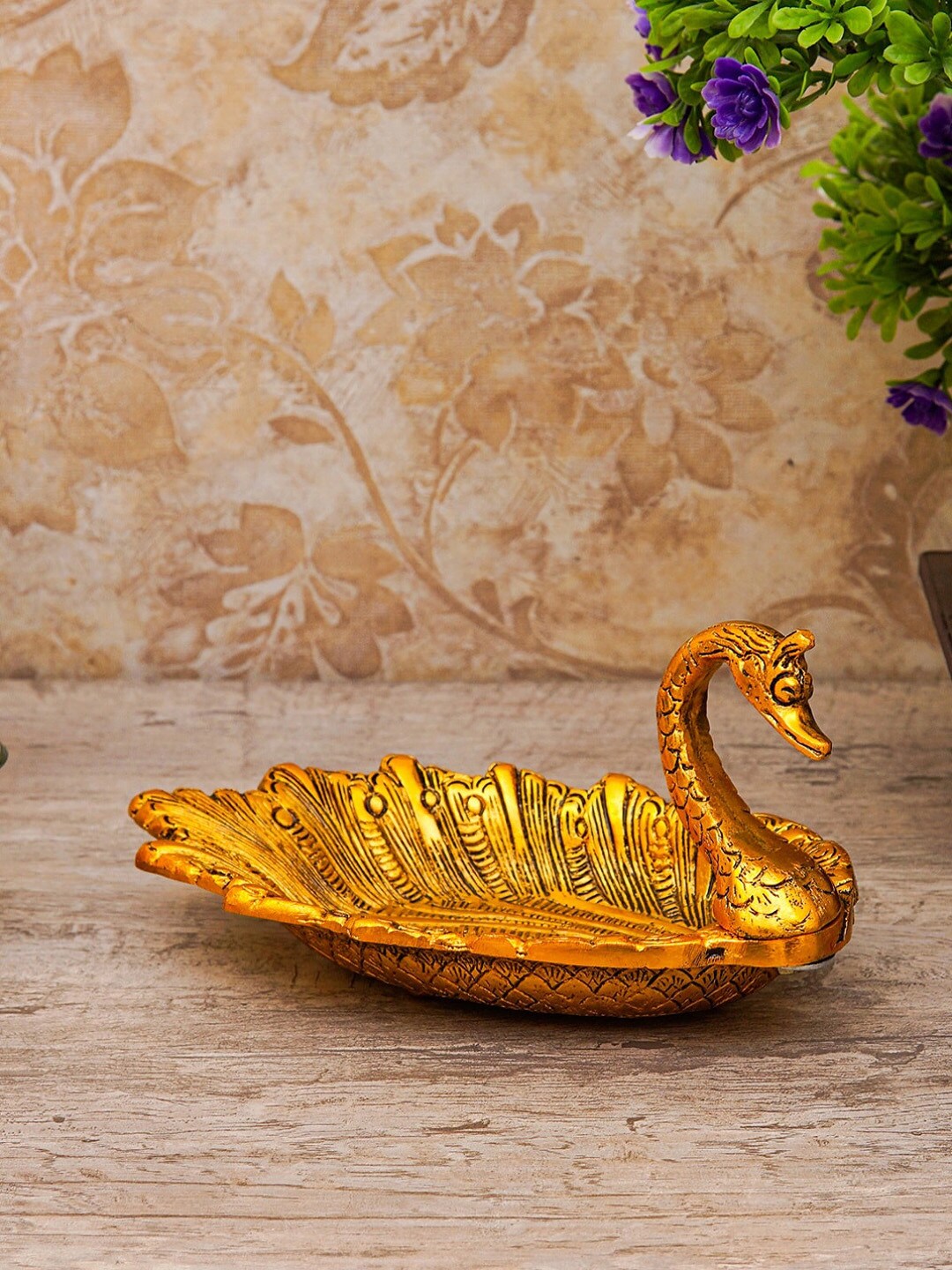 StatueStudio Gold-Colored Textured Duck-Shaped Serving Tray Price in India