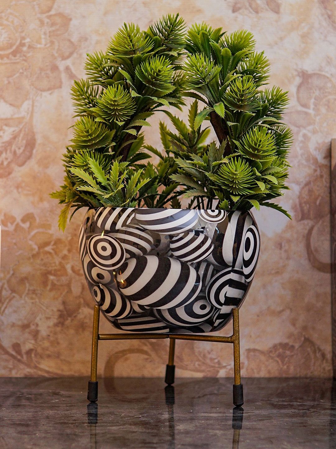 StatueStudio Black & White Printed Planter Price in India