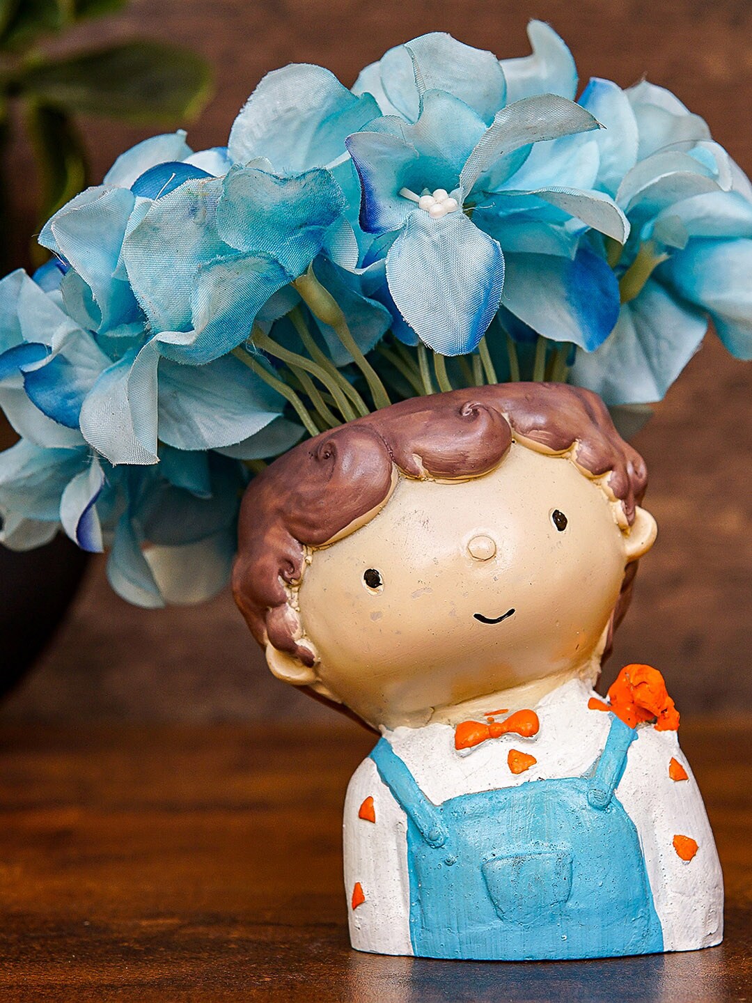 StatueStudio Blue & White Mini Boy Shaped Small Flower Planter Price in India