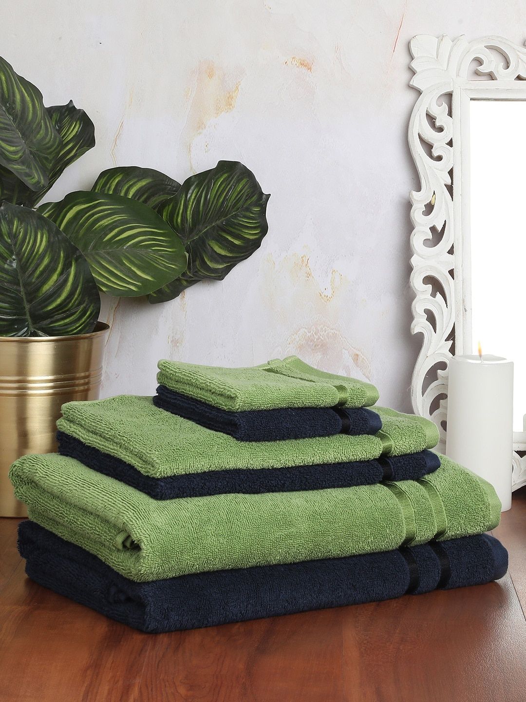 SPACES Set Of 6 Solid Pure Cotton 500 GSM Towel Set Price in India