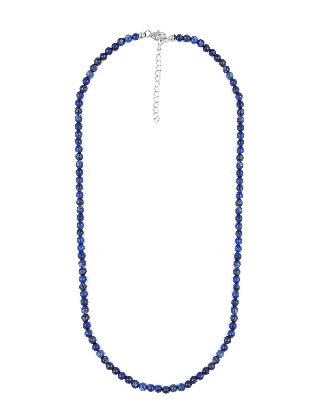 LA SOULA Blue & Silver-Toned Sterling Silver Handcrafted Necklace Price in India