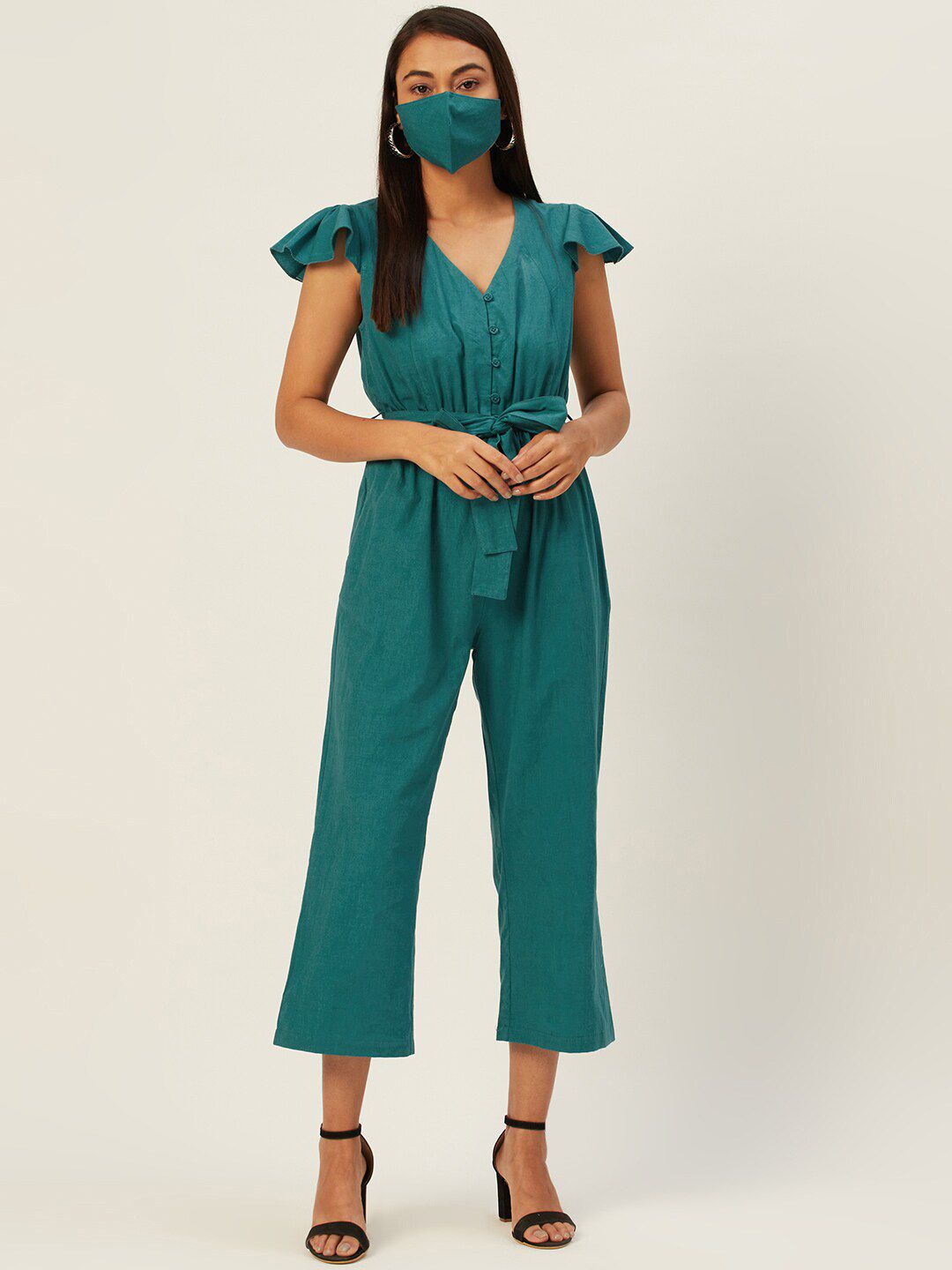 DressBerry Teal Basic Jumpsuit Price in India