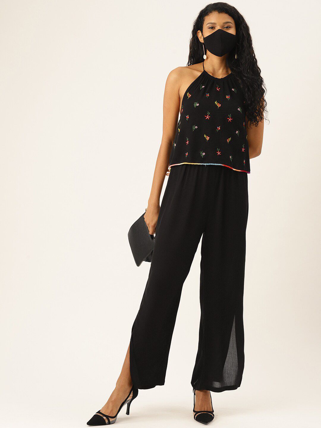 DressBerry Black & Red Basic Jumpsuit Price in India