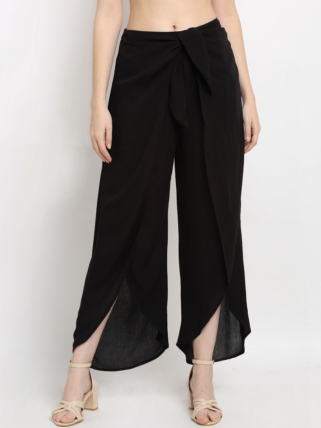 DressBerry Women Black Relaxed Loose Fit Trousers Price in India