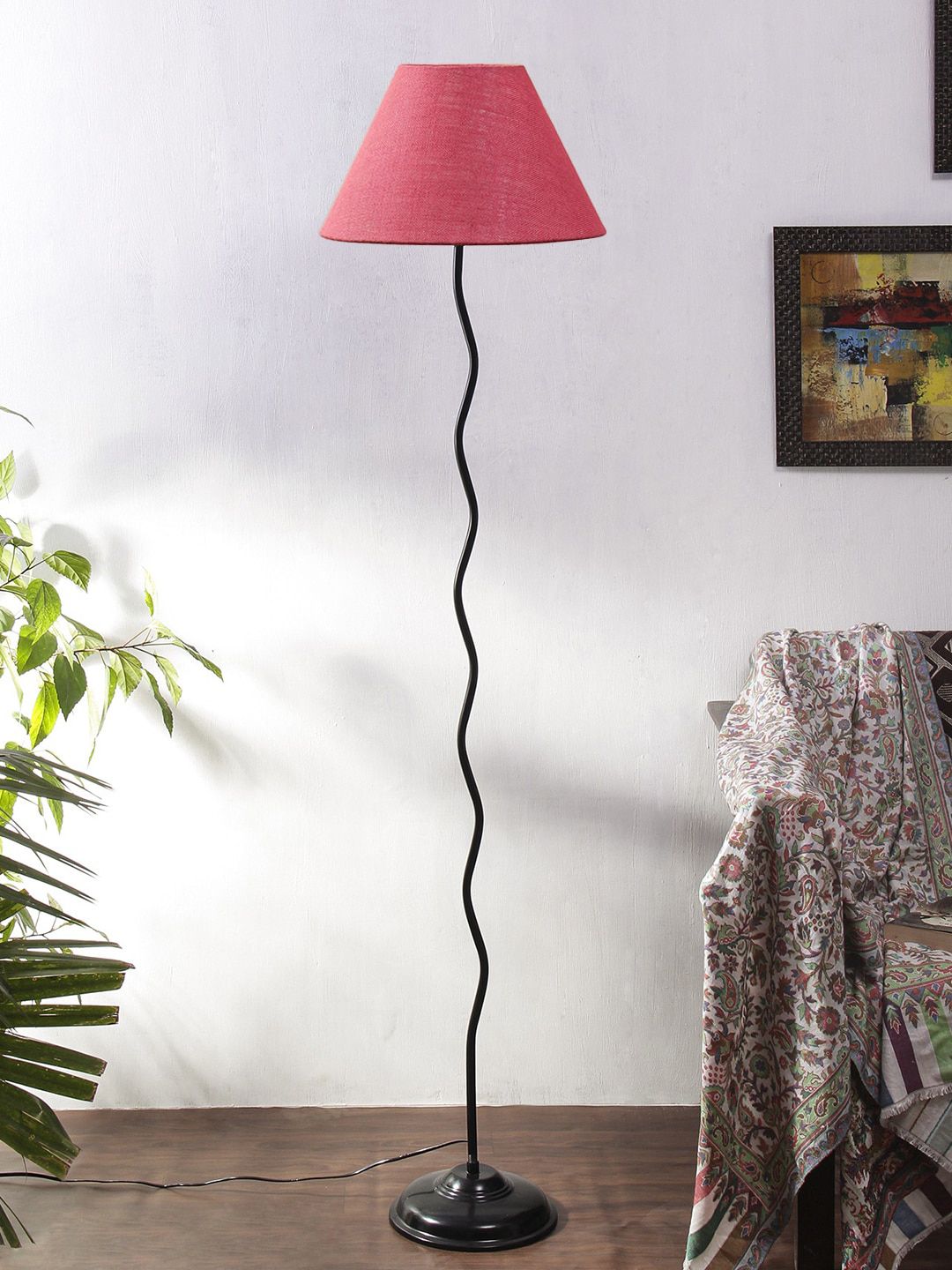 Devansh Pink Colored Zig Zag Iron Floor Lamp Price in India