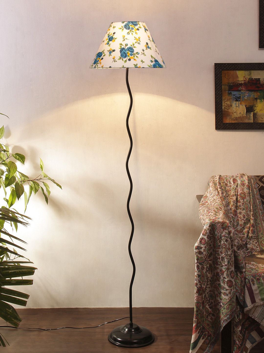 Devansh White & Blue Printed Floor Lamps Price in India