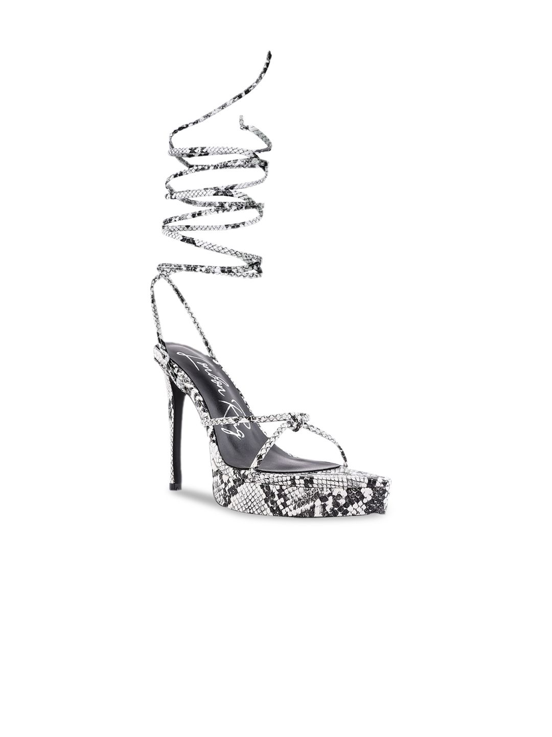 London Rag White Printed PU Party Platform Gladiators Price in India