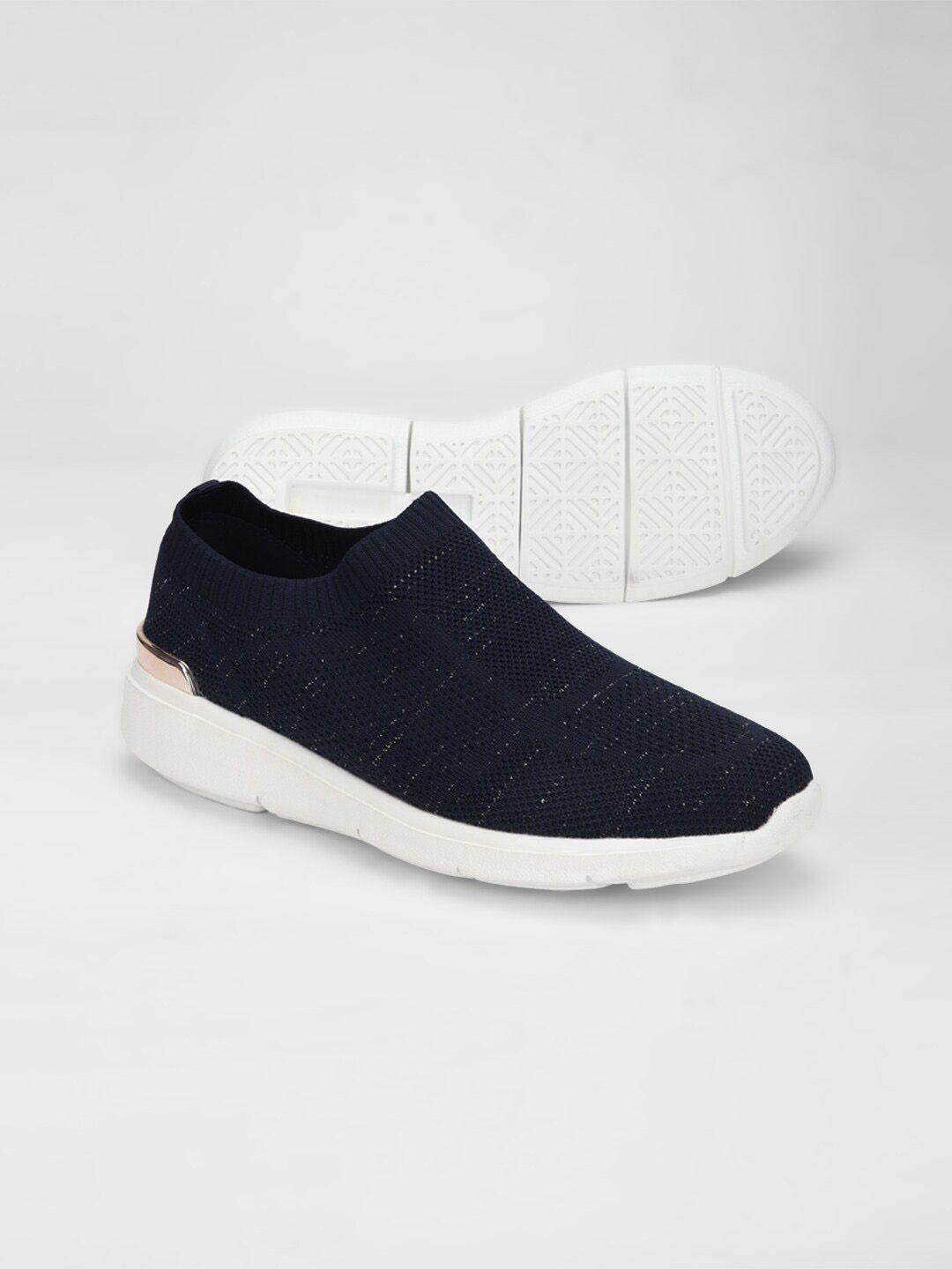 Allen Solly Woman Women Navy Blue Woven Design PU Slip-On Sneakers Price in India