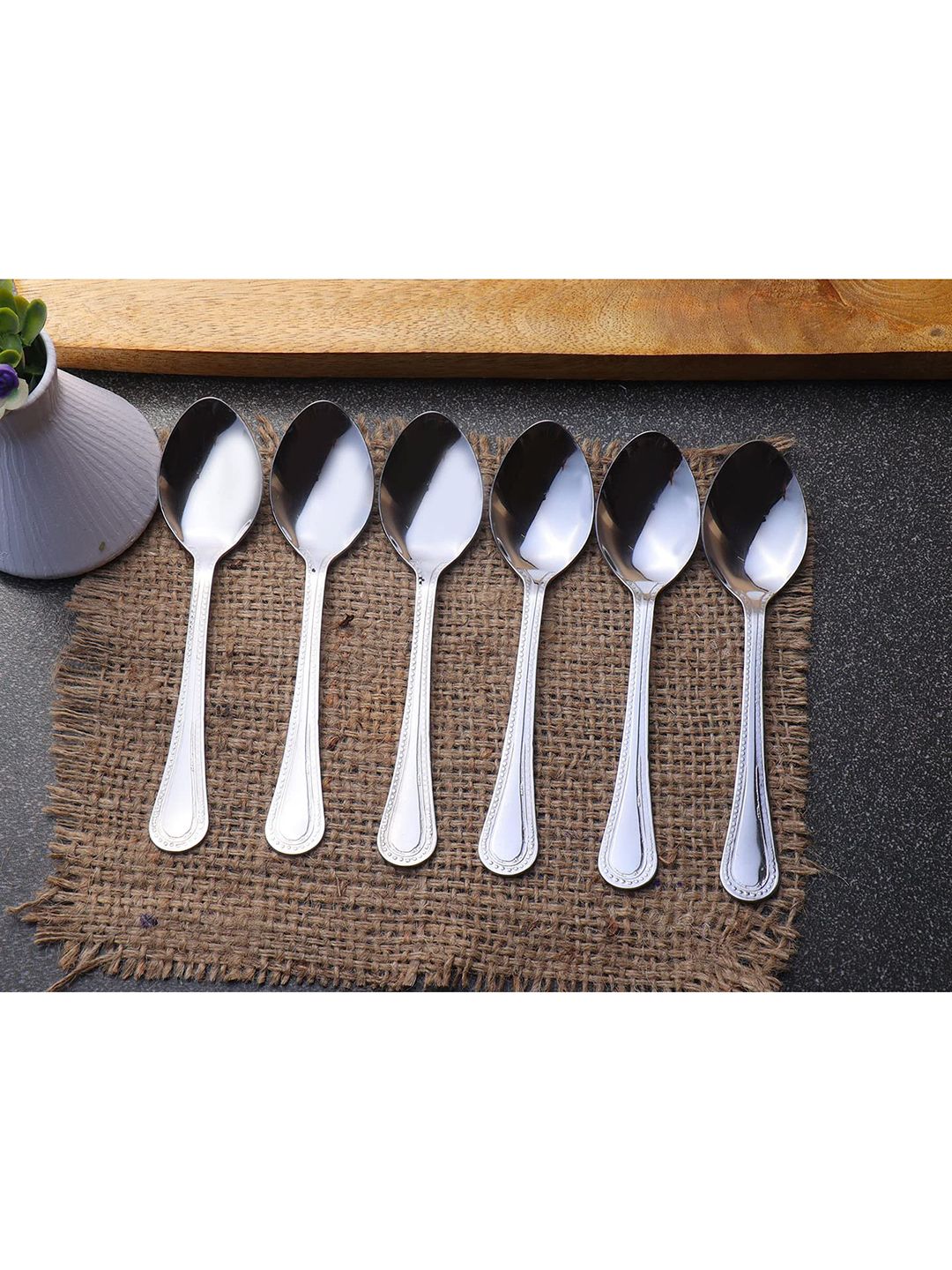 ZEVORA Set of 6 Silver Solid Stainless Steel Table Spoons Price in India
