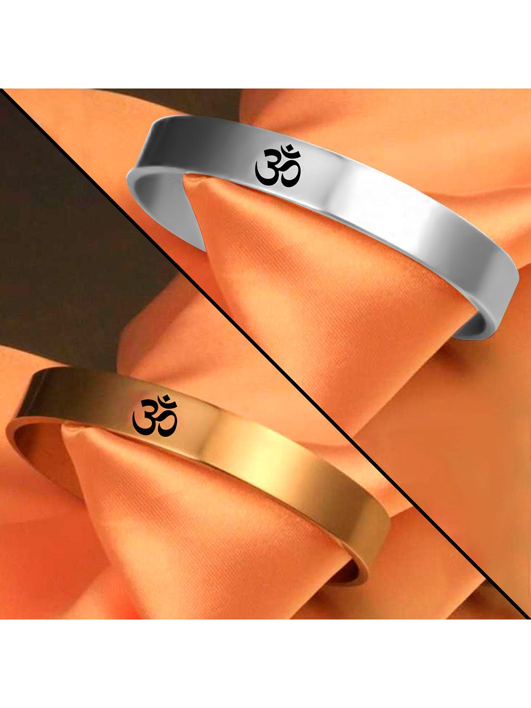 Silver Shine Unisex Silver-Toned & Gold-Toned Kada Bracelet Price in India