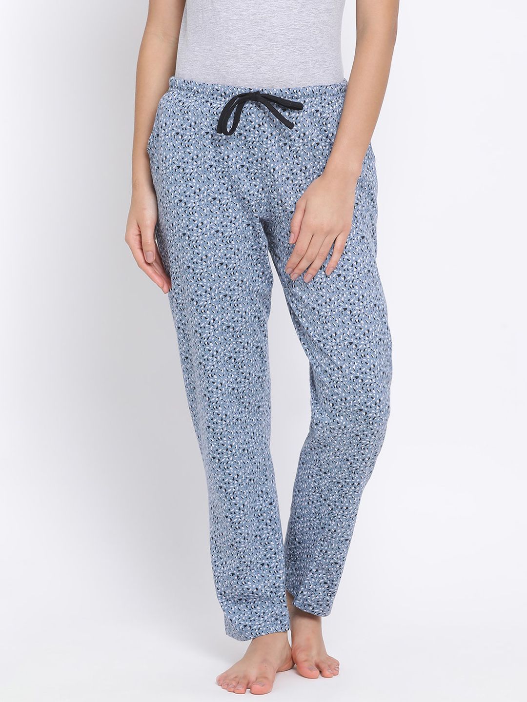 Kanvin Women Blue Printed Cotton Lounge Pants Price in India