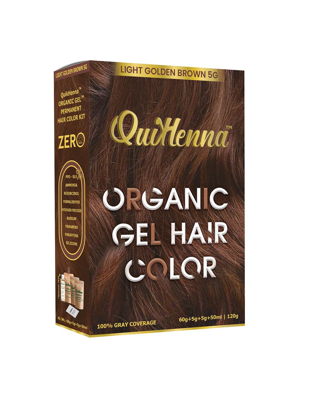 QUIKHENNA Damage Free Organic Gel Hair Color-Light Golden Brown 120gm Price in India