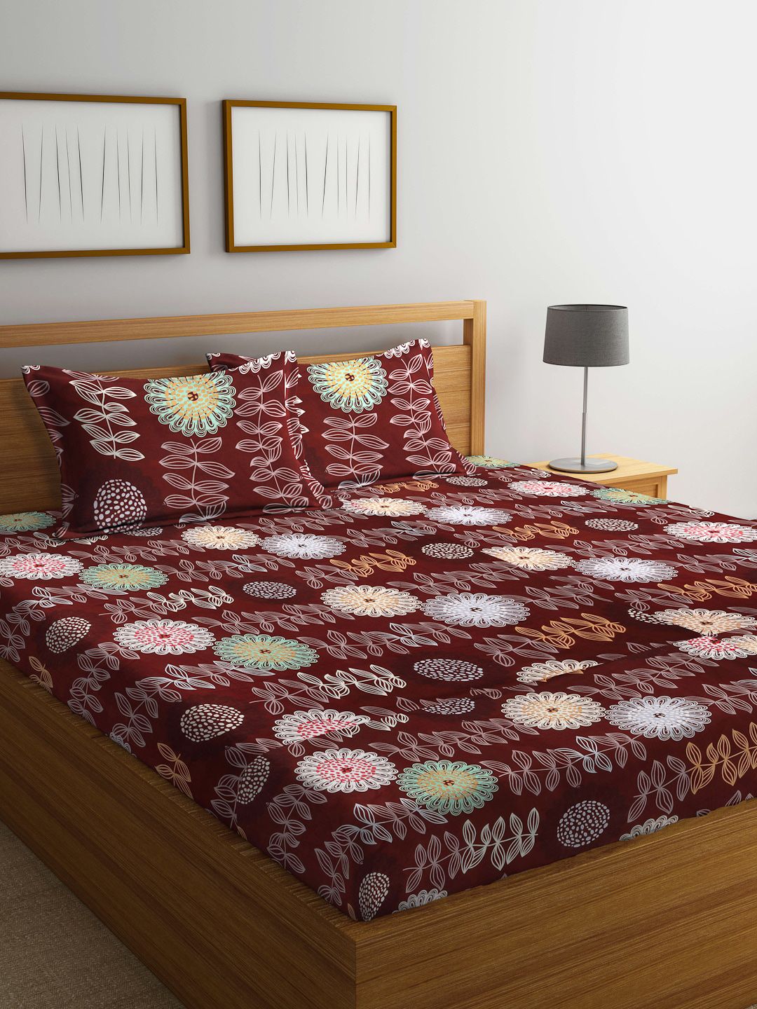 Arrabi Unisex Brown Bedsheets Price in India