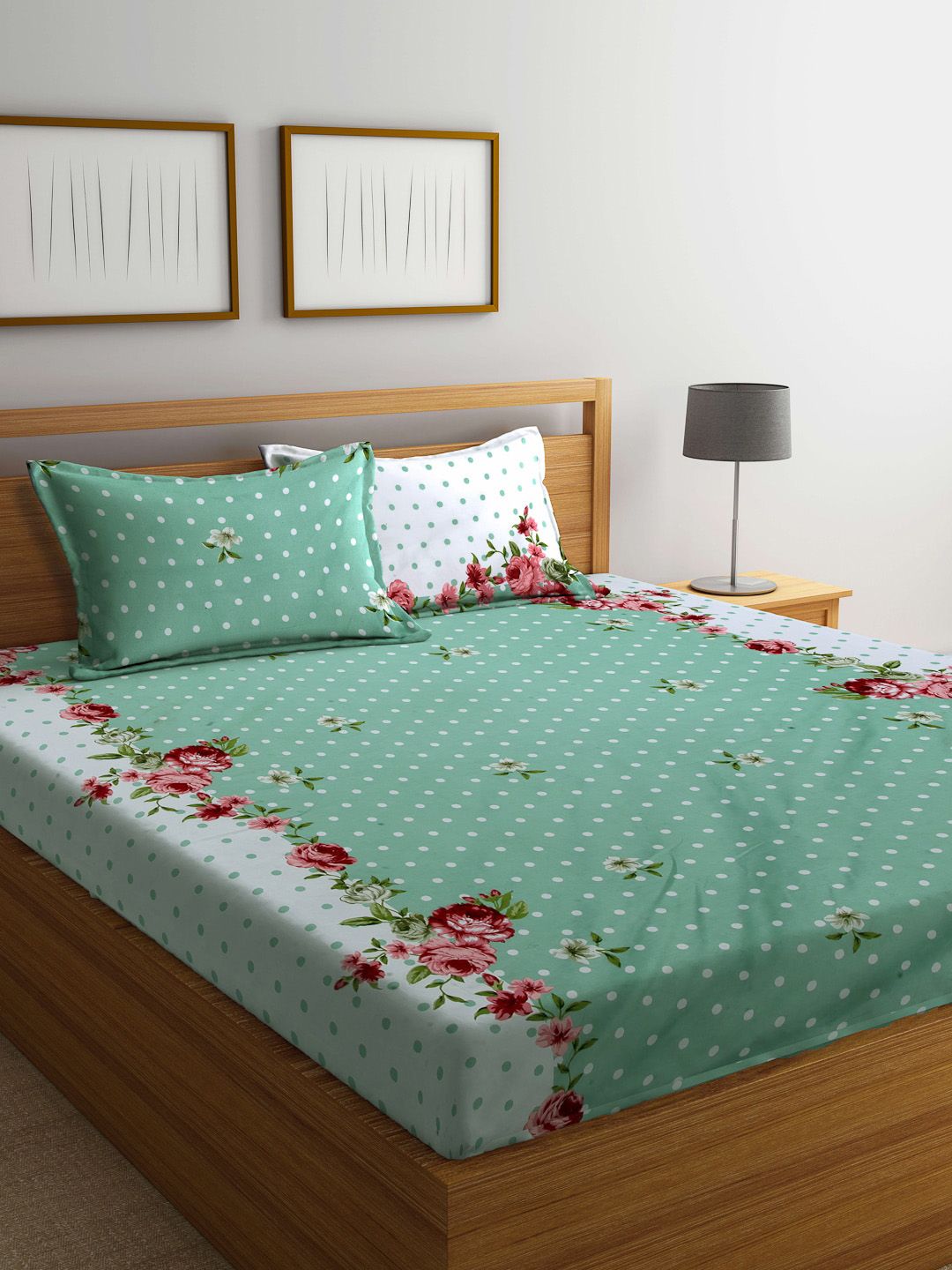 Arrabi Unisex Green Bedsheets Price in India