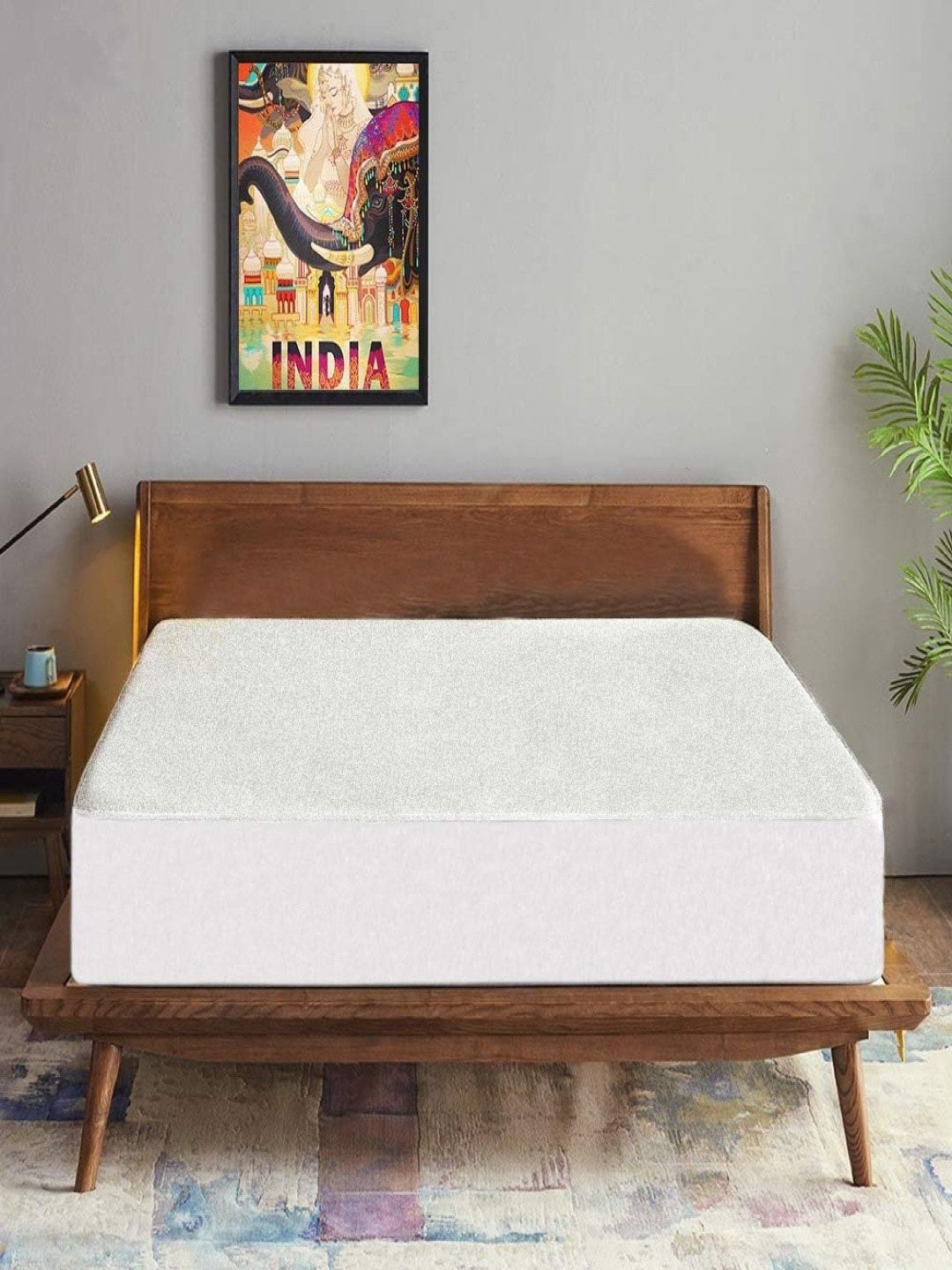 TRANCE White Solid Waterproofs Queen Size Mattress Protector Price in India