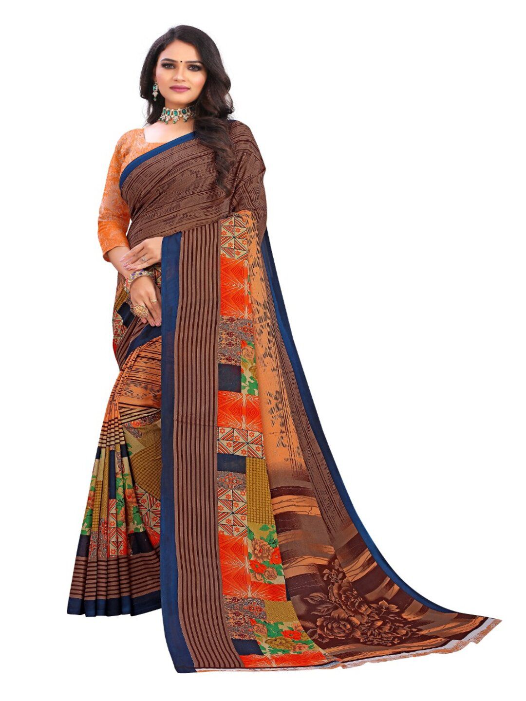 Abhilasha Brown & Green Saree