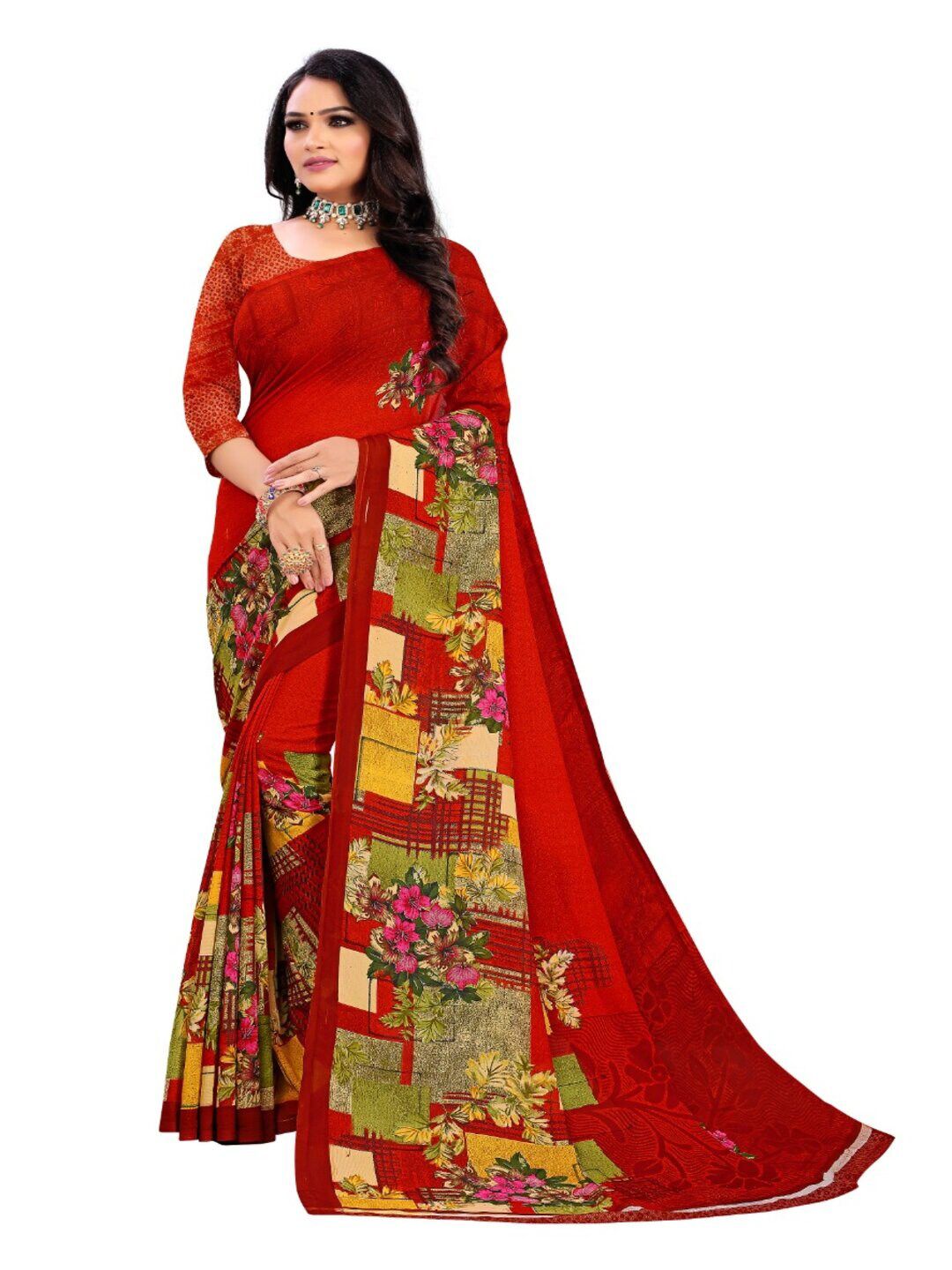 Abhilasha Red & Green Saree