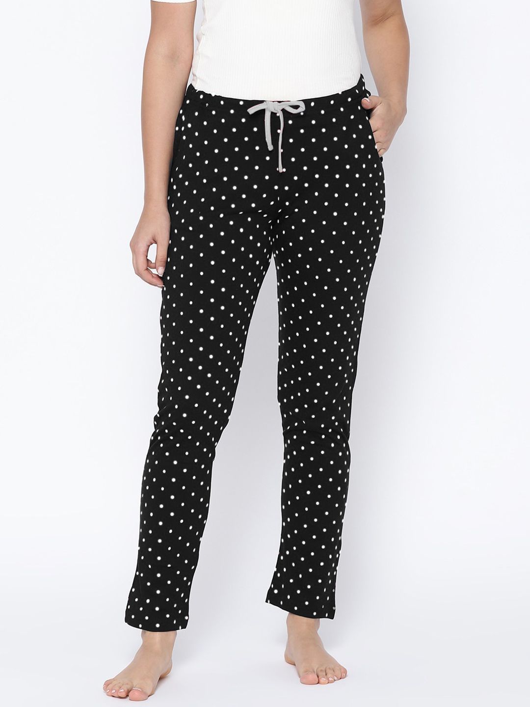 Kanvin Women Black Printed Cotton Lounge Pants Price in India