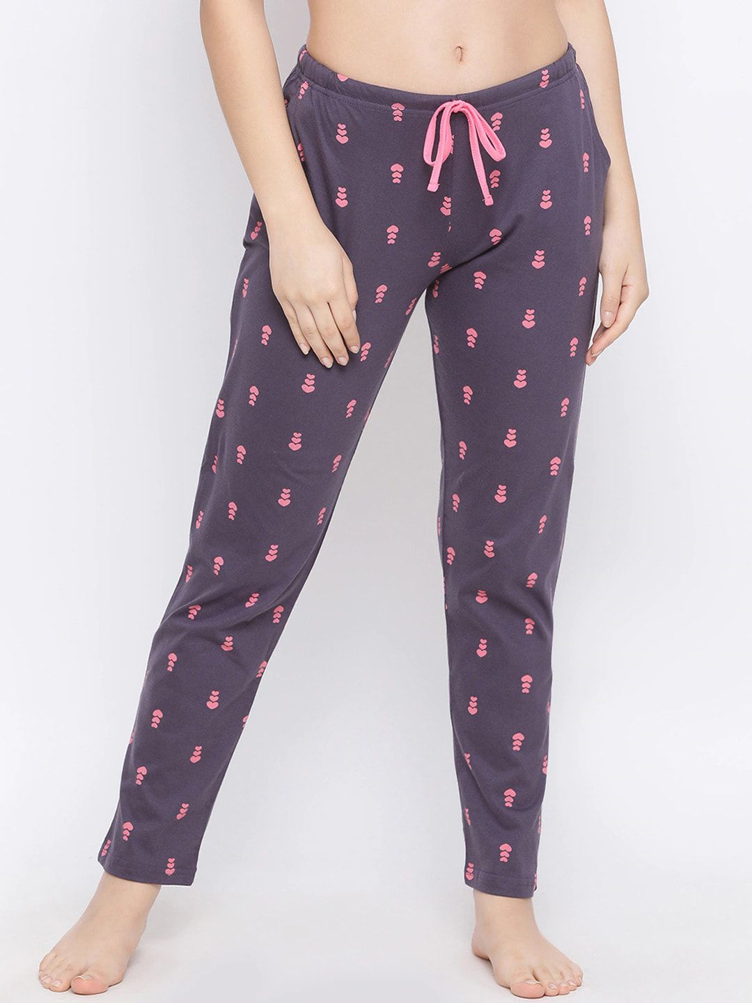 Kanvin Women Purple Printed Cotton Lounge Pants Price in India