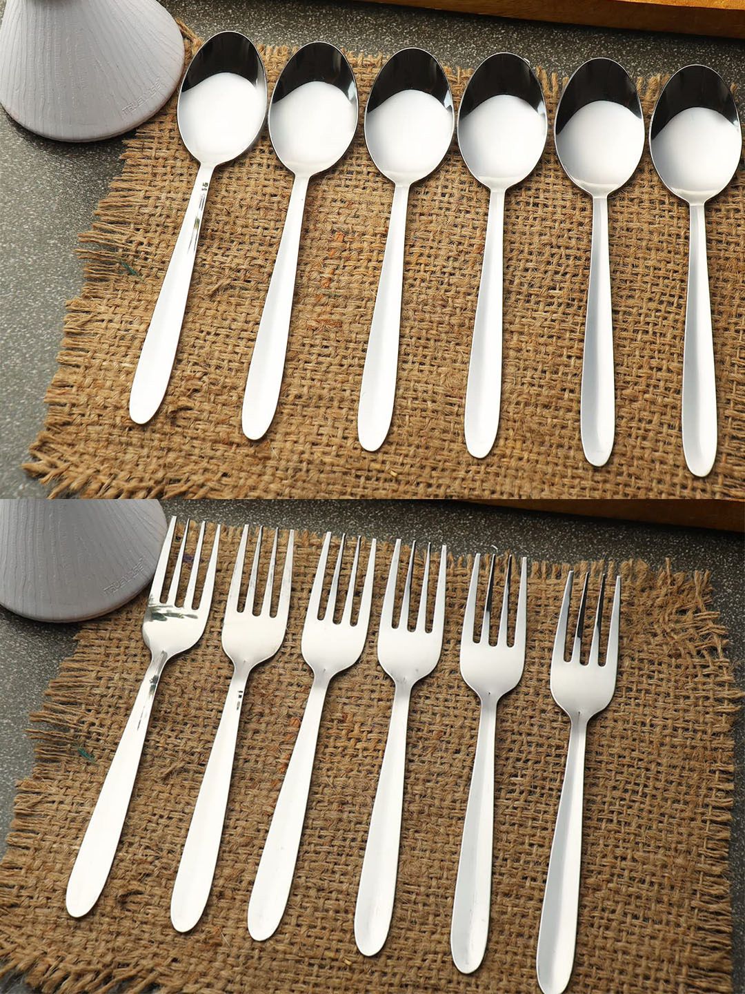 ZEVORA Set Of 12 Silver-Toned Solid Cutlery Set Price in India