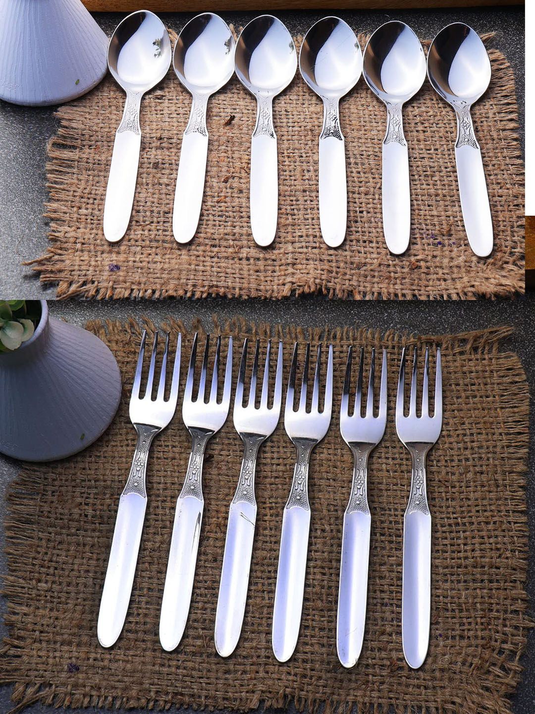 ZEVORA Set Of 12 Silver-Toned Cutlery Set Price in India