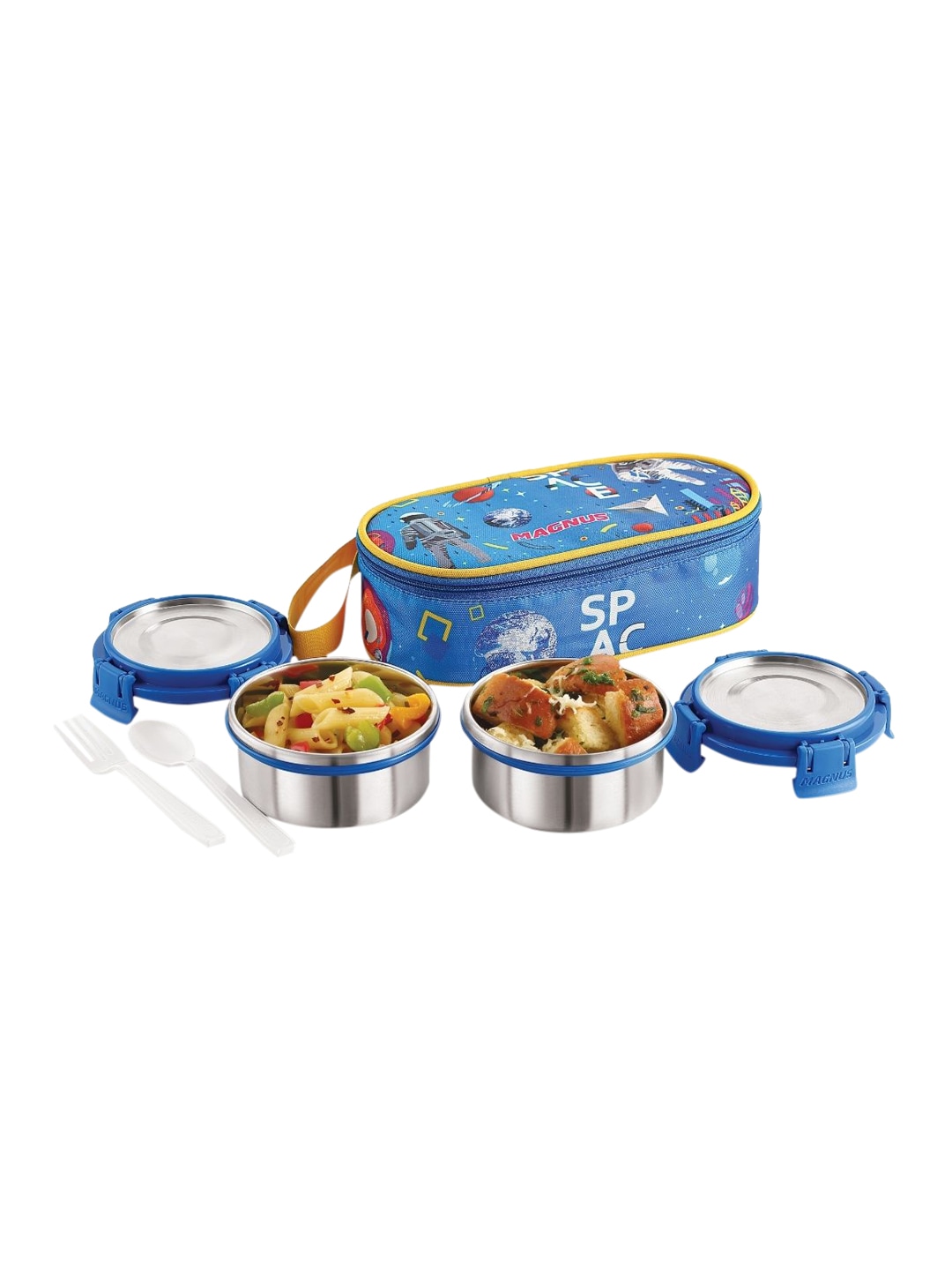 MAGNUS Blue Stainless Steel Lunch Box With 2 Container Price in India