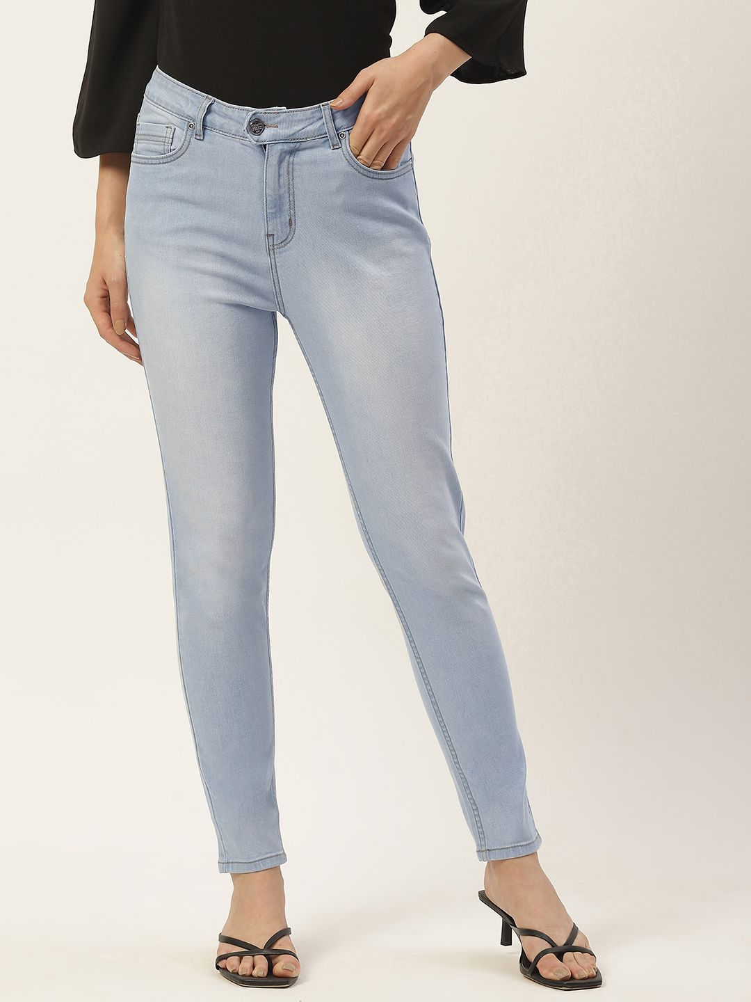 Madame Women Blue Light Fade Stretchable Jeans Price in India