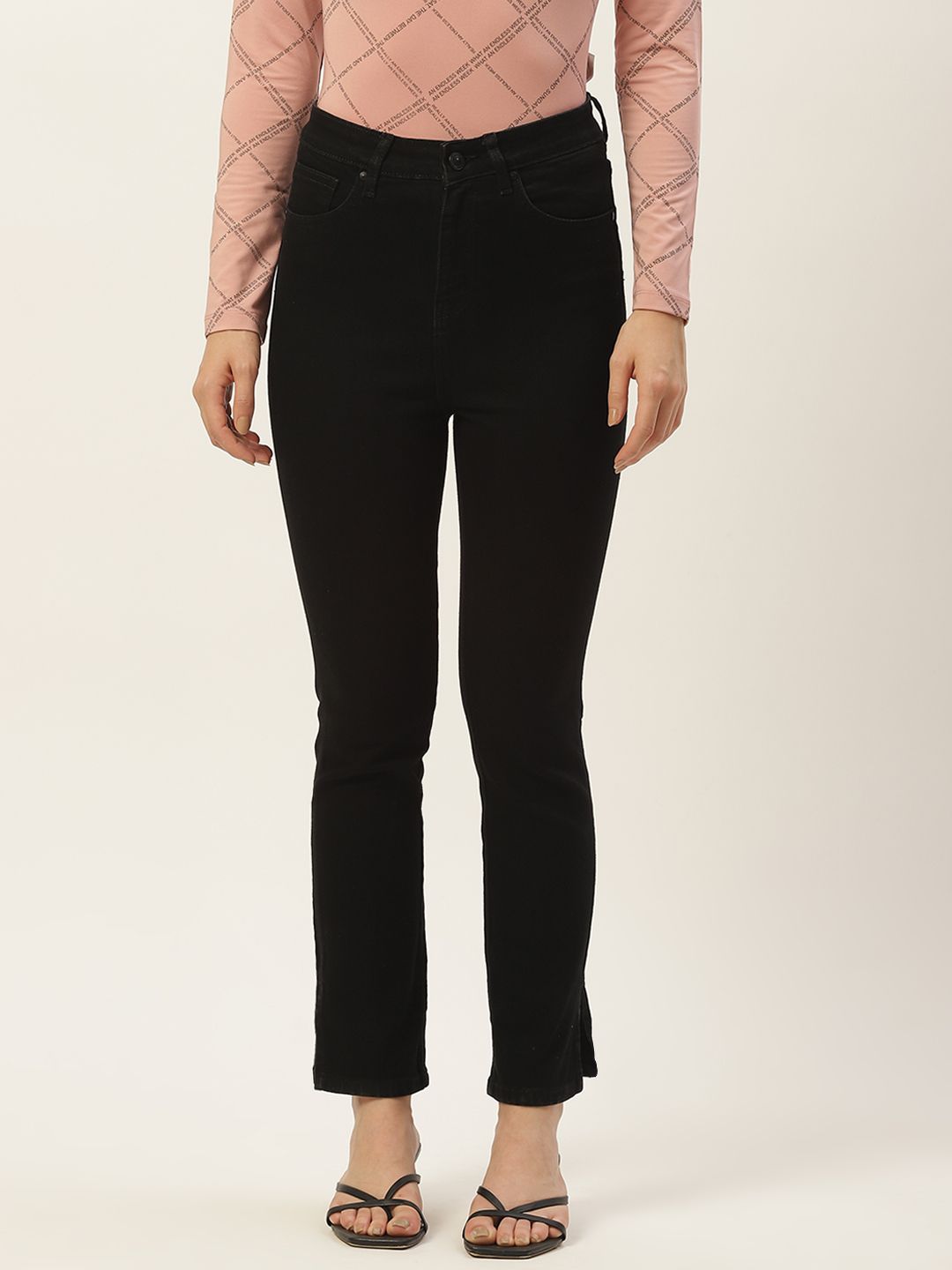 Madame Women Black Stretchable Jeans Price in India