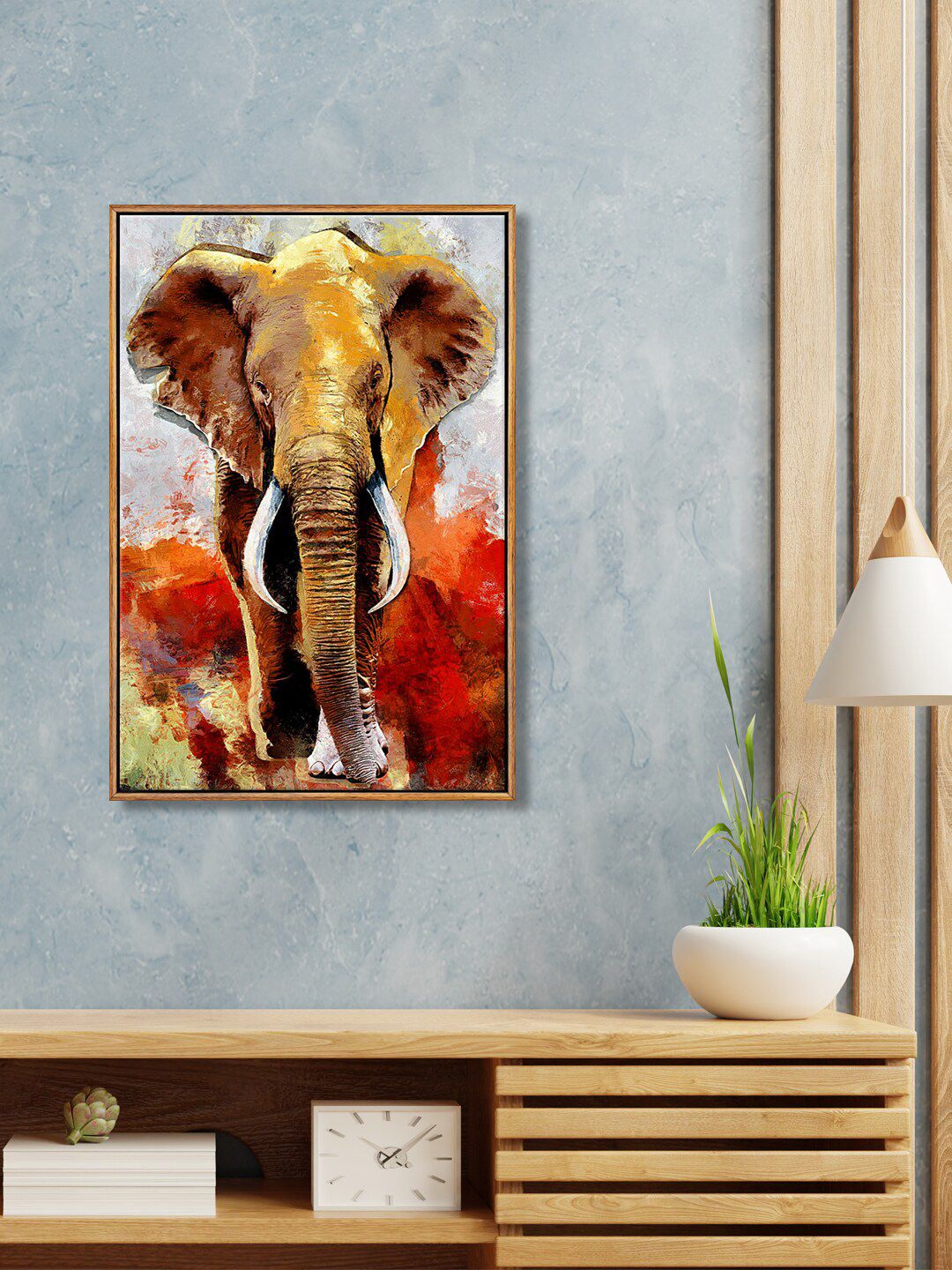 999Store Brown & Orange Elephant Wall Art Price in India