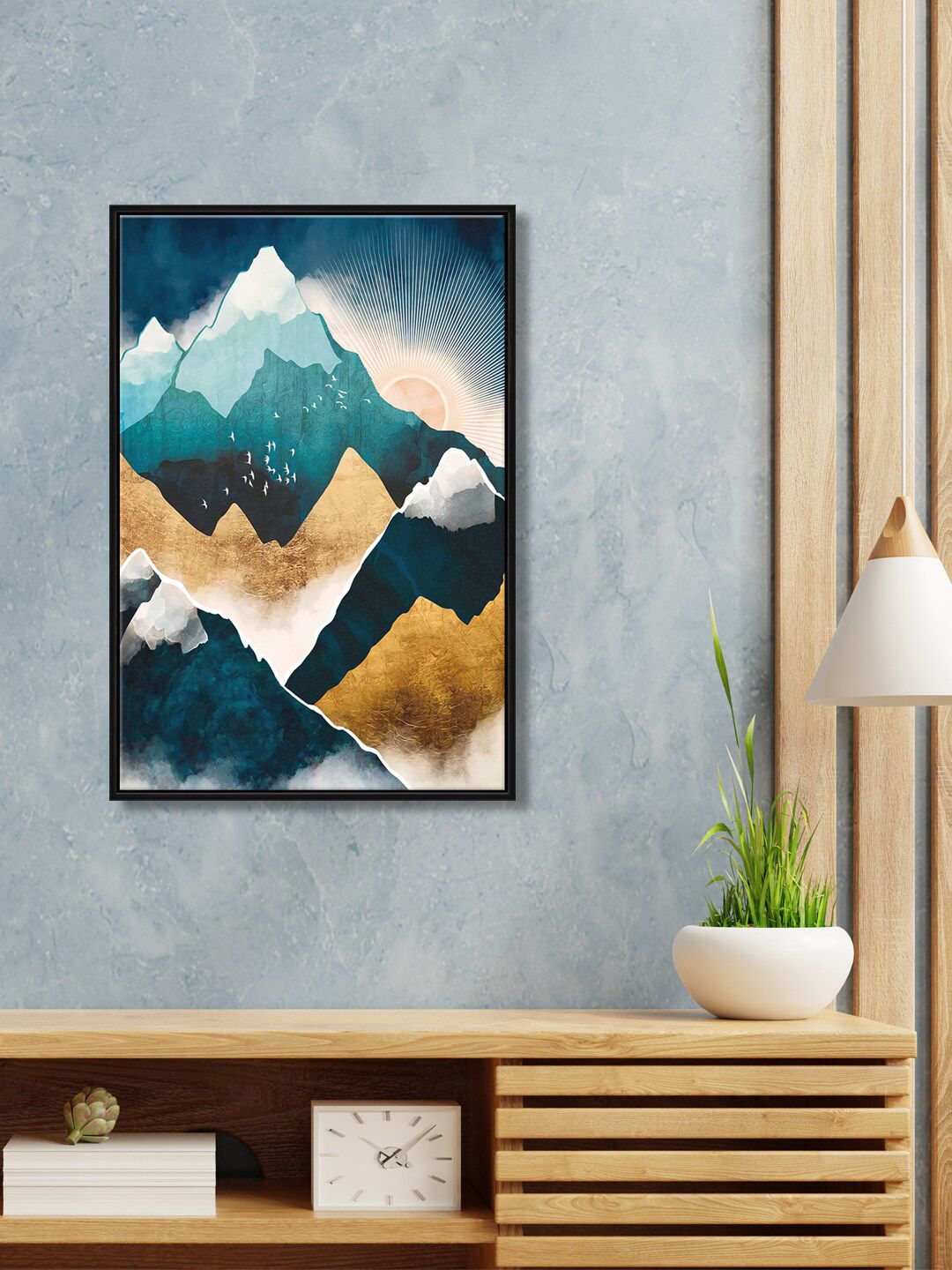 999Store Blue Daybreak Mountain Painting Wall Art Price in India