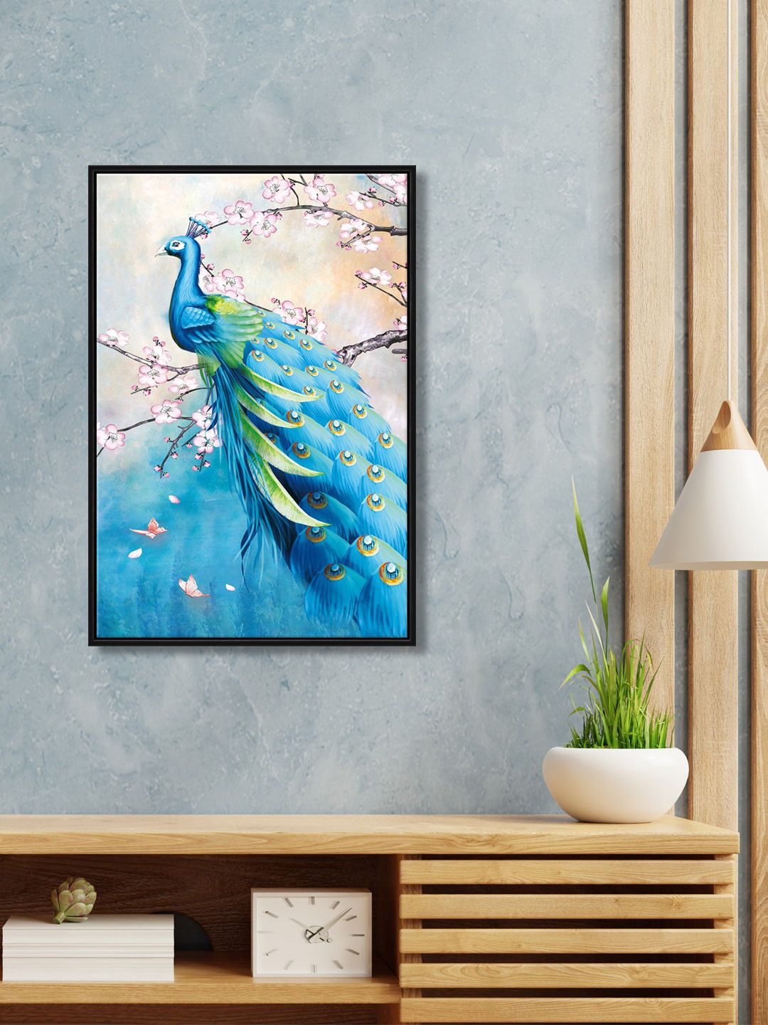 999Store Blue & White Peacock Wall Art Price in India