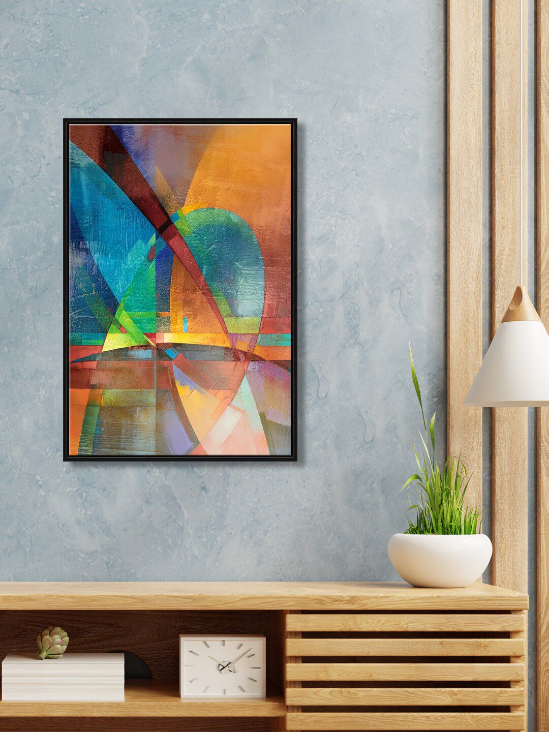 999Store Orange & Blue Abstract Painting Canvas Wall Art Price in India