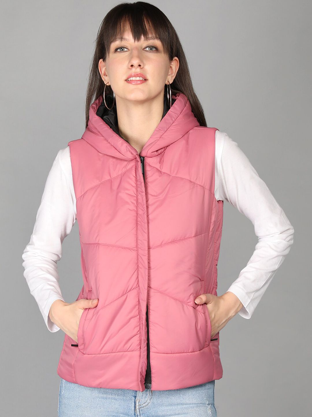 Chkokko Women Pink conch shell Lightweight Outdoor Padded Jacket Price in India