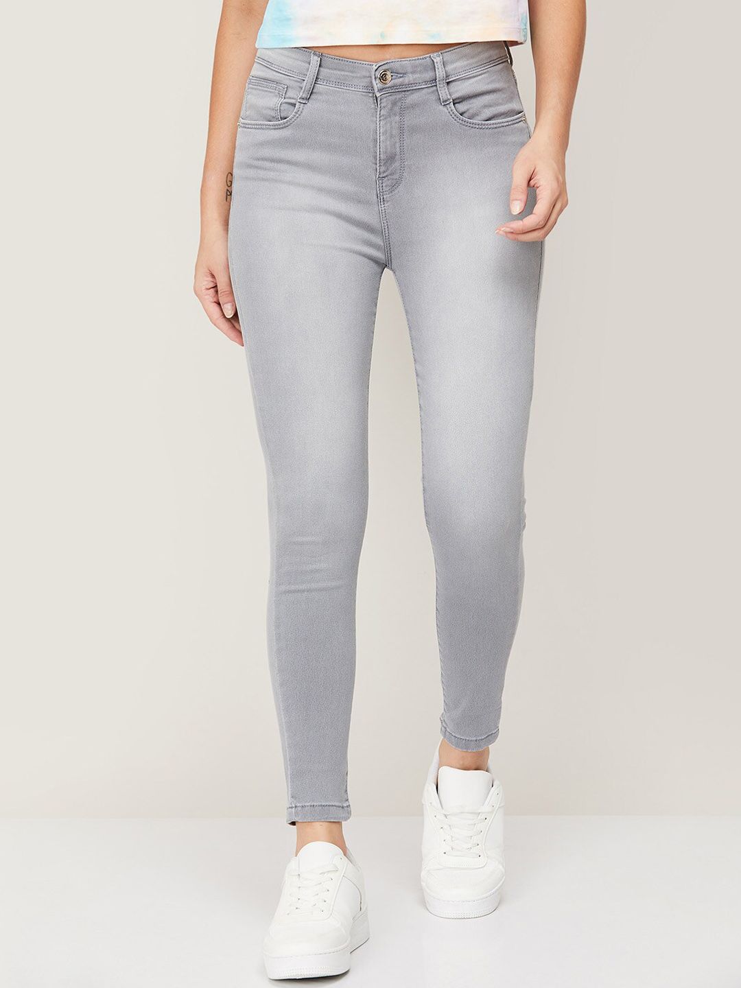 Fame Forever by Lifestyle Women Grey Skinny Fit Heavy Fade Jeans Price in India