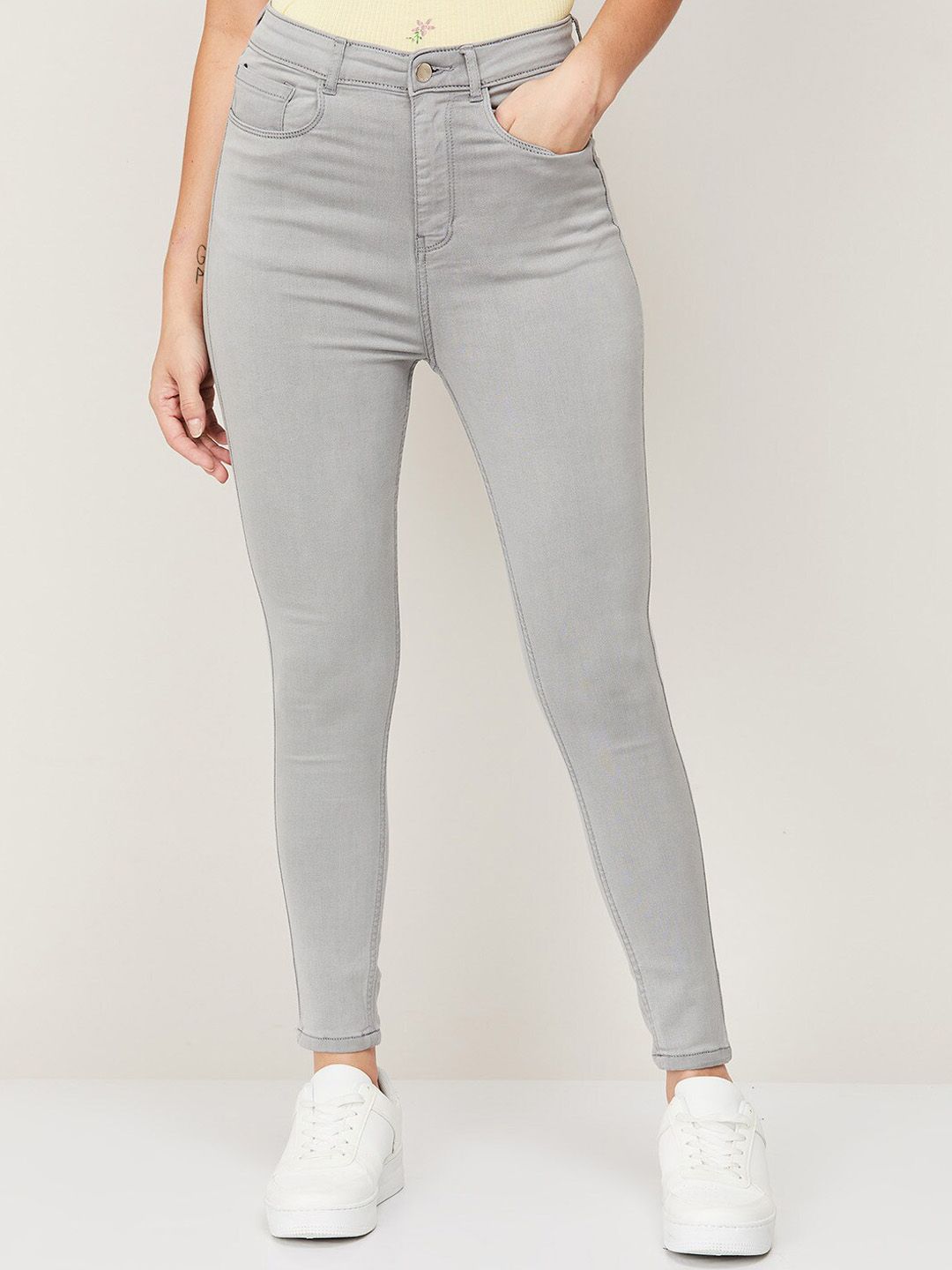 Ginger by Lifestyle Women Grey Skinny Fit Jeans Price in India