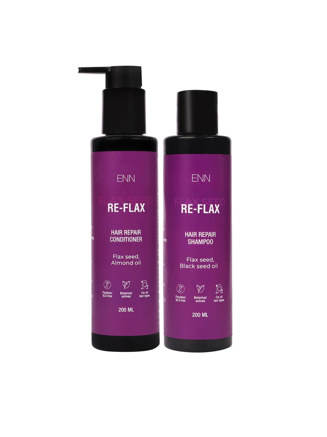 ENN Combo of Re-Flax Hair Repair Shampoo & Conditioner with Flax Seeds - 200 ml Each