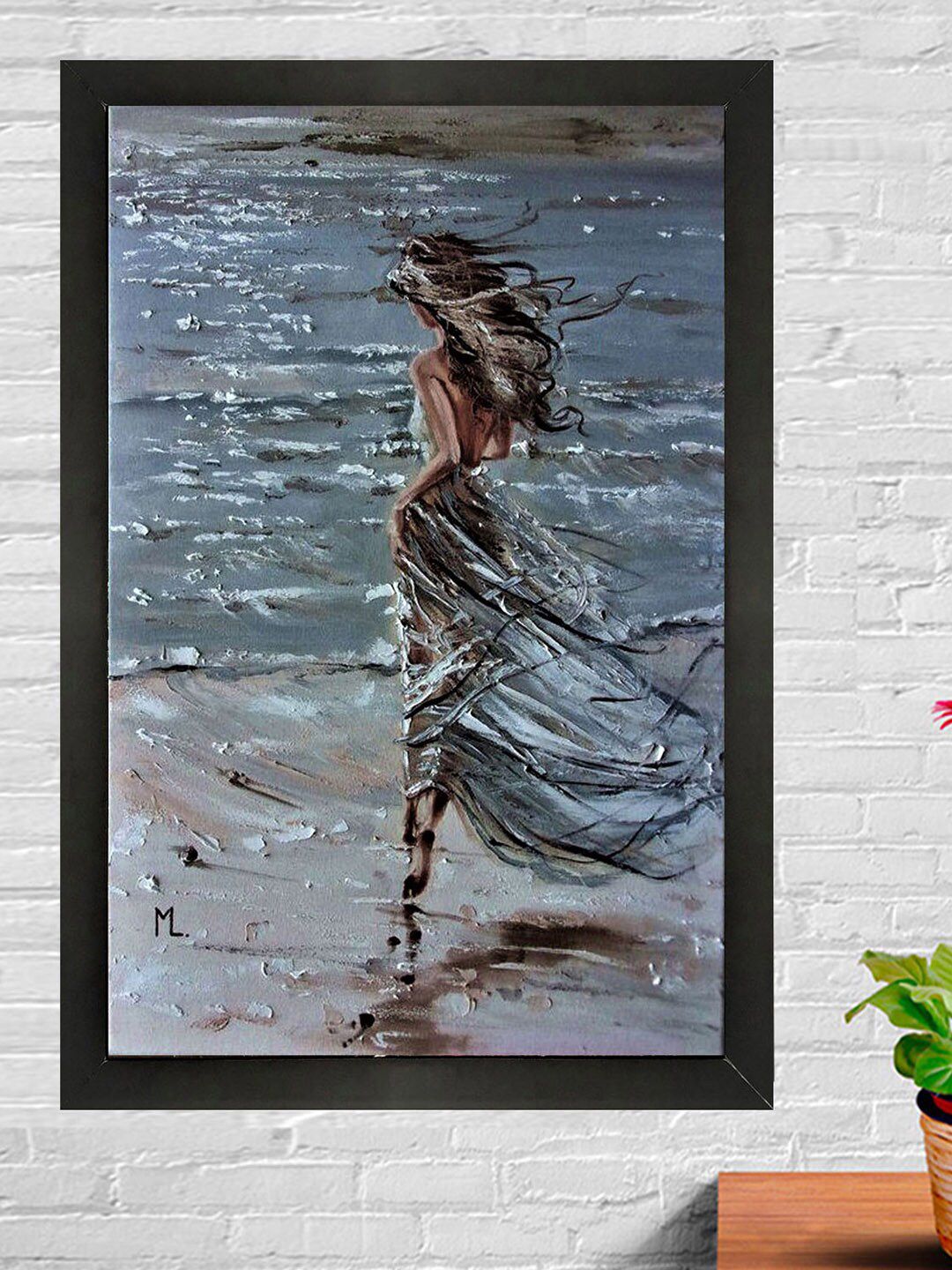 Gallery99 Grey Handmade Framed Oil Painting Price in India