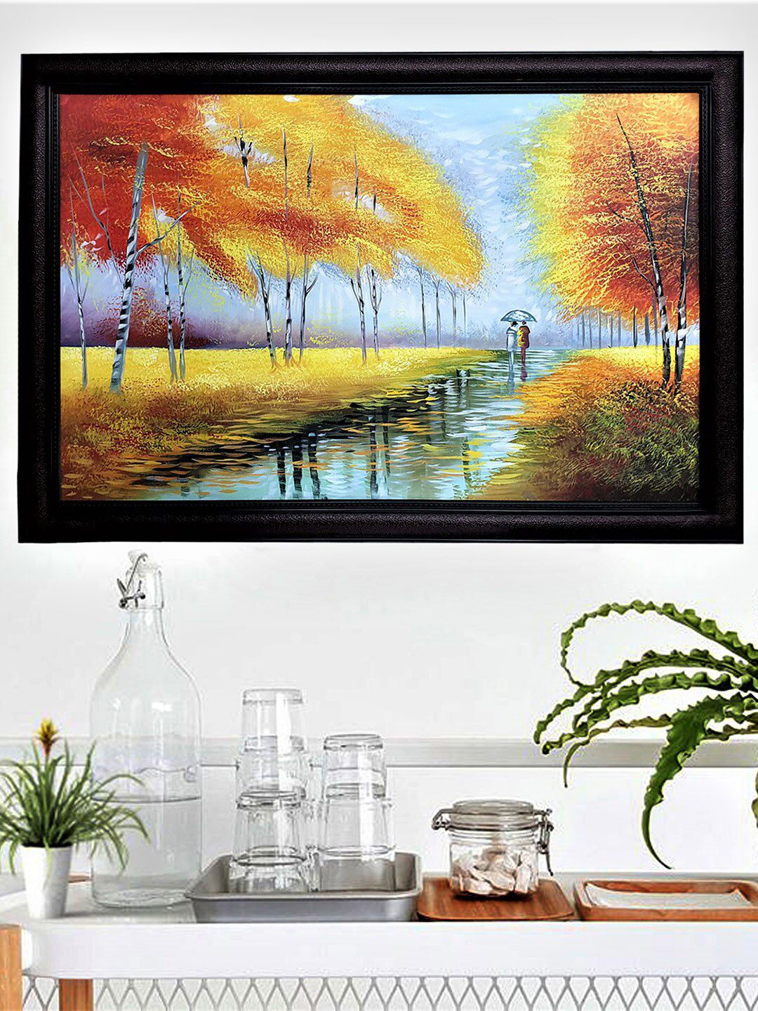 Gallery99 Yellow Handmade Framed Oil Painting Price in India