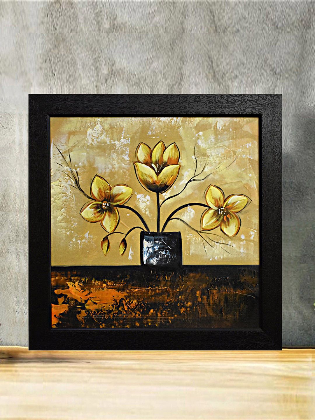 Gallery99 Yellow Floral Roses Raising Handmade Oil Painting Wall Art Price in India